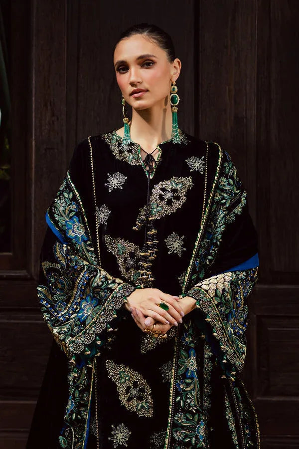 Marjjan | De Royal | MRV-52 (BLACK MULTI) - Aqsa Fabrics