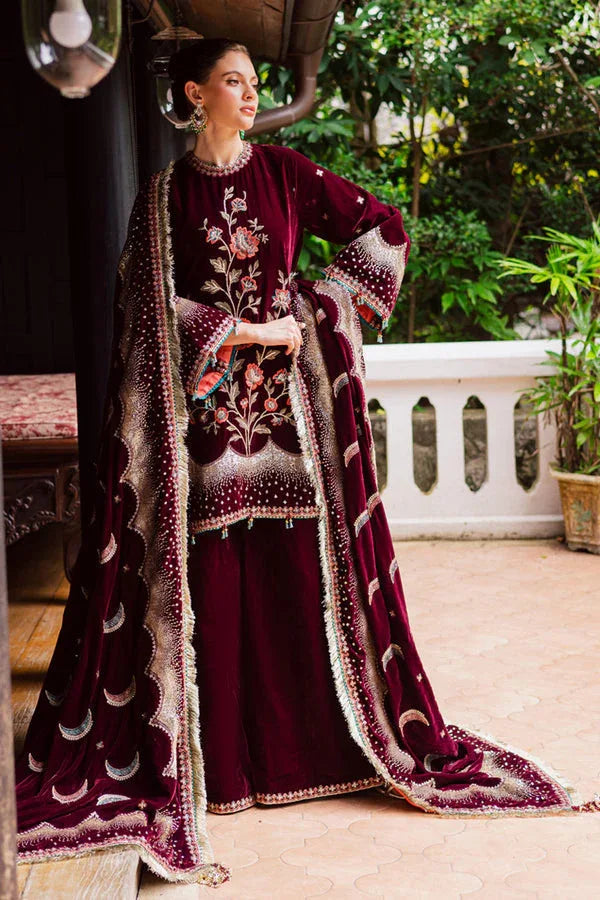 Marjjan | De Royal | MRV-53 (MEHROON) - Aqsa Fabrics