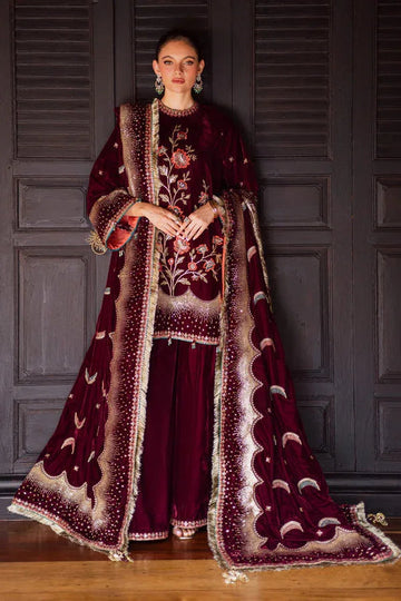 Marjjan | De Royal | MRV-53 (MEHROON) - Aqsa Fabrics