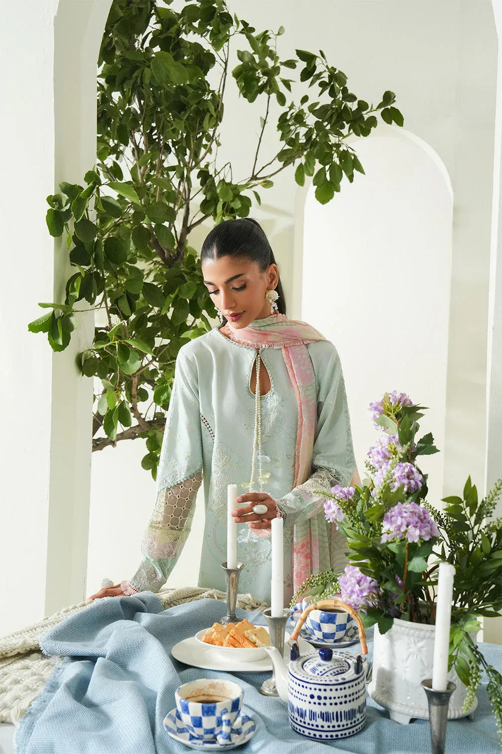 Maryum N Maria | Soiree Lawn |Soothing Sea - Aqsa Fabrics