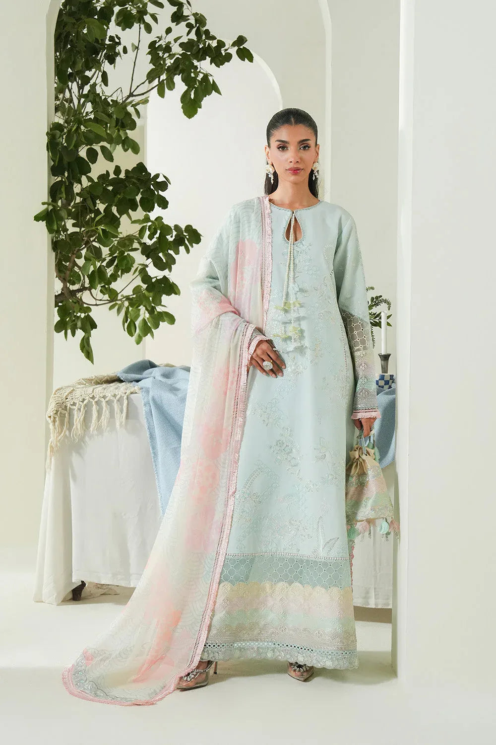 Maryum N Maria | Soiree Lawn |Soothing Sea - Aqsa Fabrics
