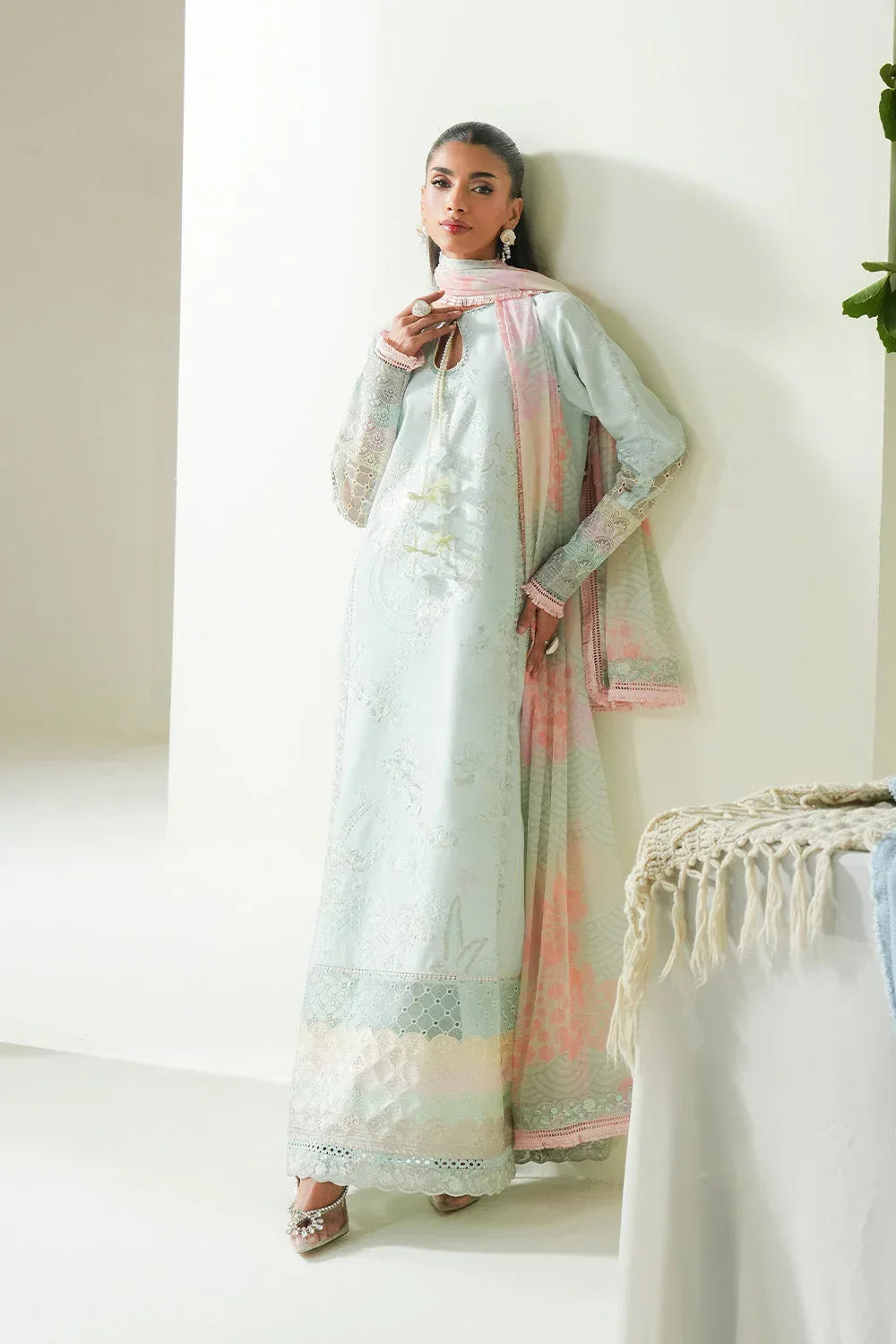 Maryum N Maria | Soiree Lawn |Soothing Sea - Aqsa Fabrics
