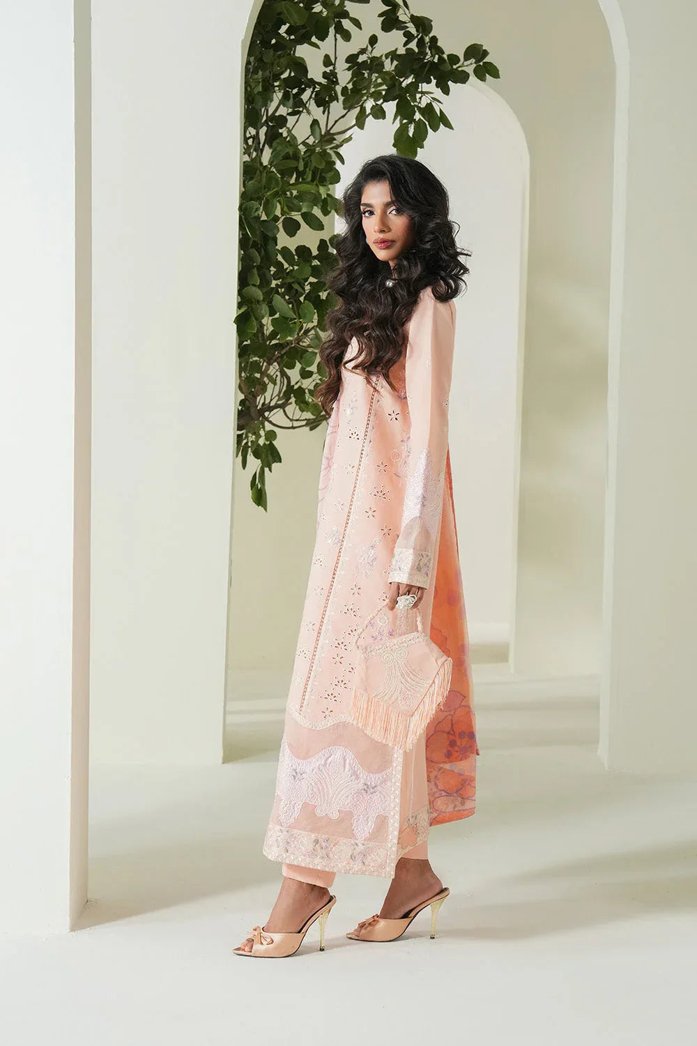 Maryum N Maria | Soiree Lawn | Peachy Delight - Aqsa Fabrics