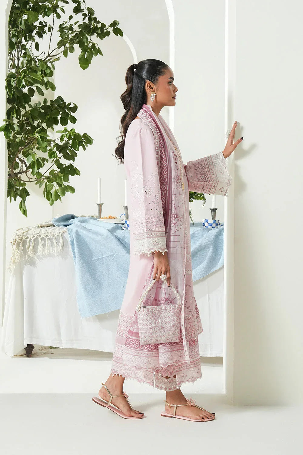 Maryum N Maria | Soiree Lawn | Salmon - Aqsa Fabrics
