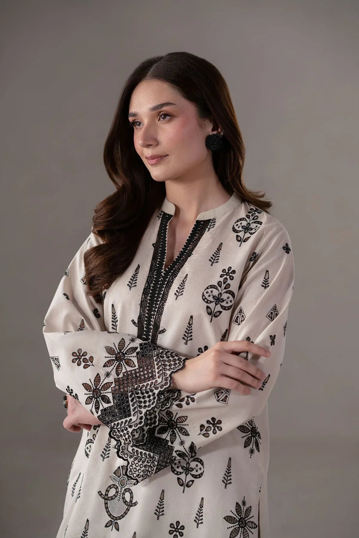 Akbar Aslam | Pret Lawn | Slate - Aqsa Fabrics