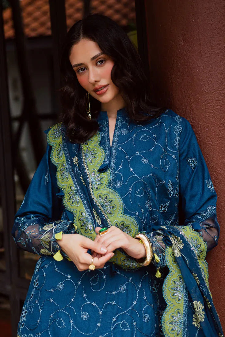 Marjjan | Bella Karandi 25 |MWK-38 B (TEAL BLUE) - Aqsa Fabrics