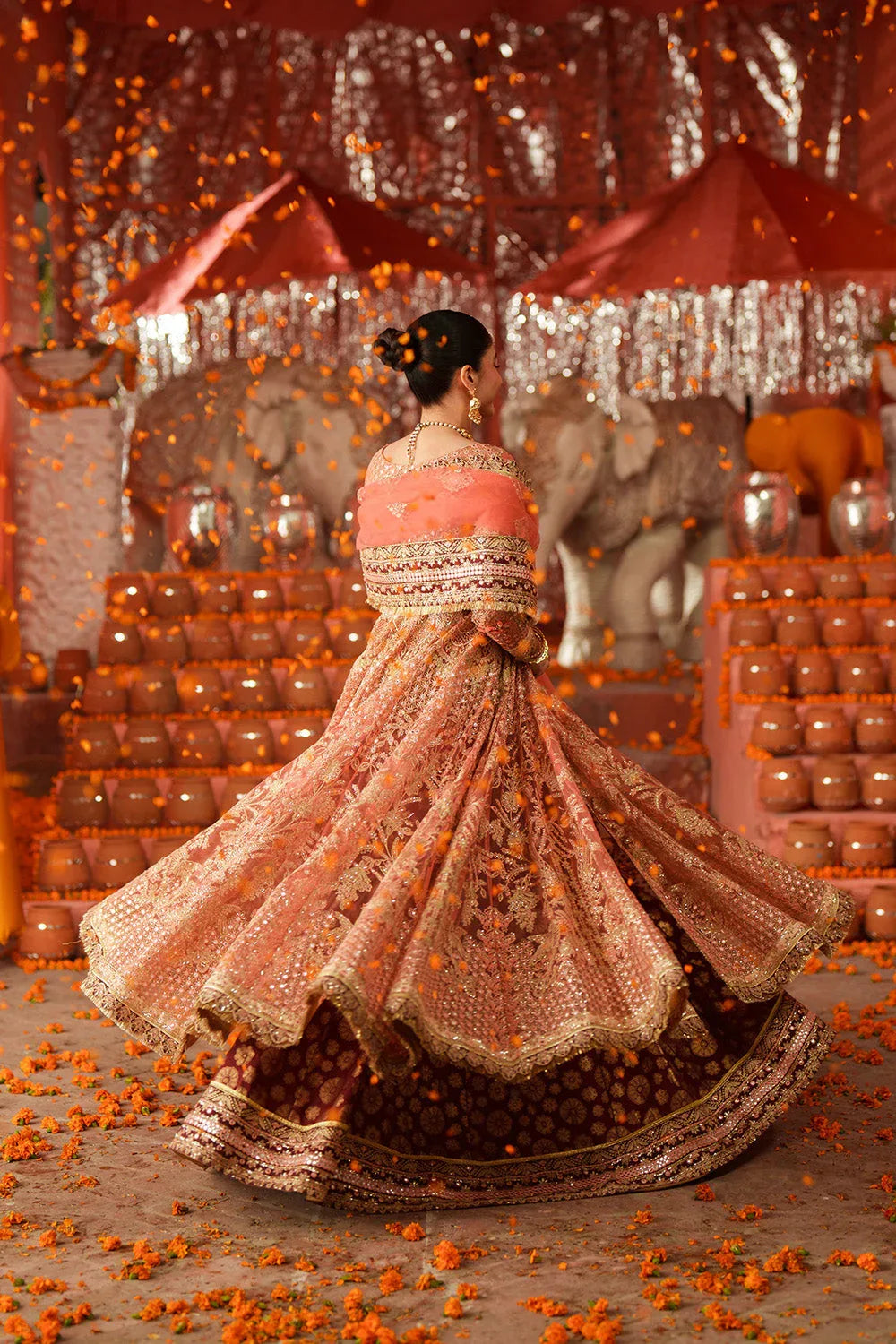 Maryum N Maria | Husn Wedding Formals | KUNDAN CORAL - MWS5638 - Aqsa Fabrics