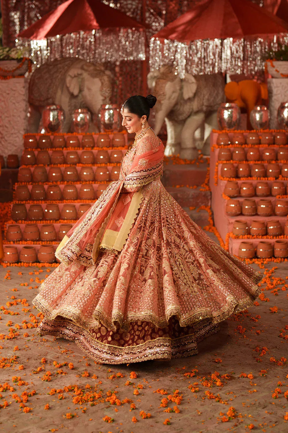 Maryum N Maria | Husn Wedding Formals | KUNDAN CORAL - MWS5638 - Aqsa Fabrics