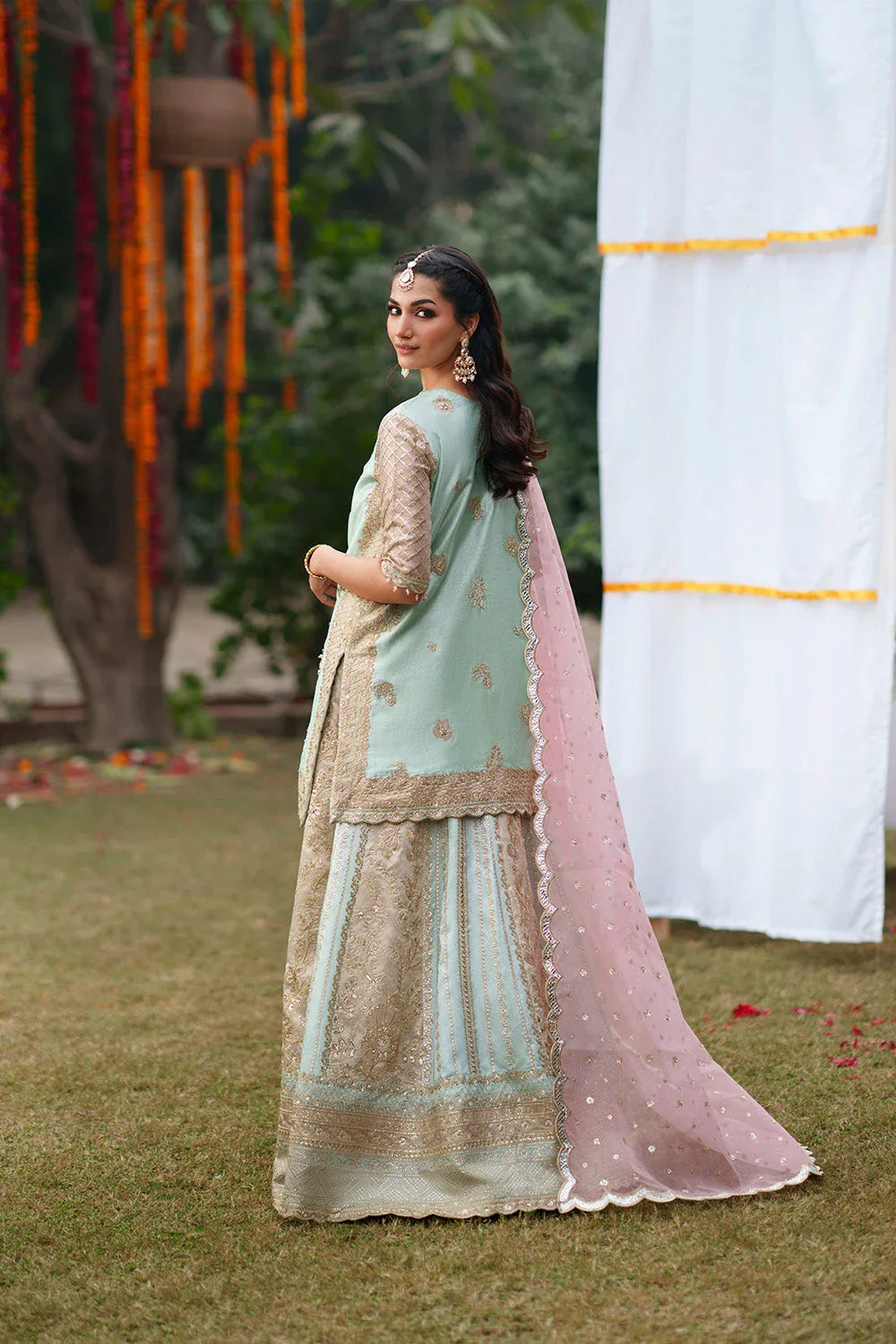 Maryum N Maria | Husn Wedding Formals | PINK PISTACHIO - MWS5640 - Aqsa Fabrics