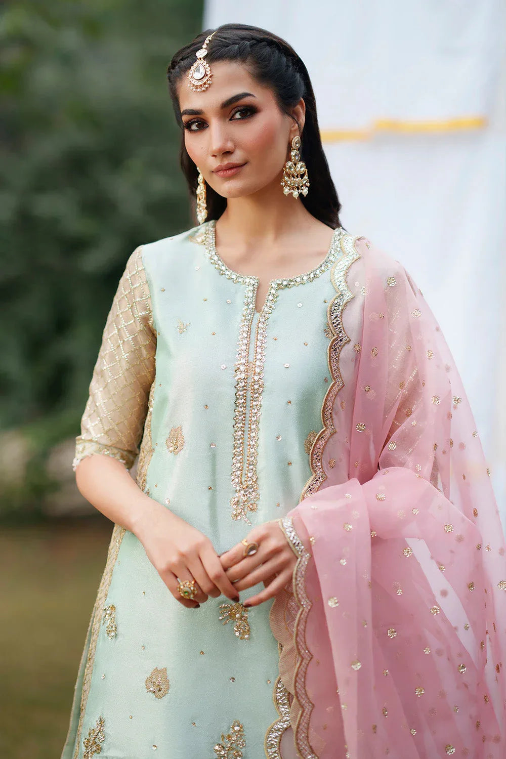 Maryum N Maria | Husn Wedding Formals | PINK PISTACHIO - MWS5640 - Aqsa Fabrics
