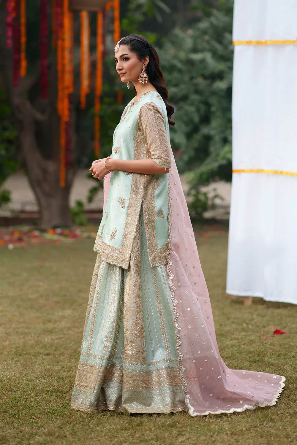 Maryum N Maria | Husn Wedding Formals | PINK PISTACHIO - MWS5640 - Aqsa Fabrics