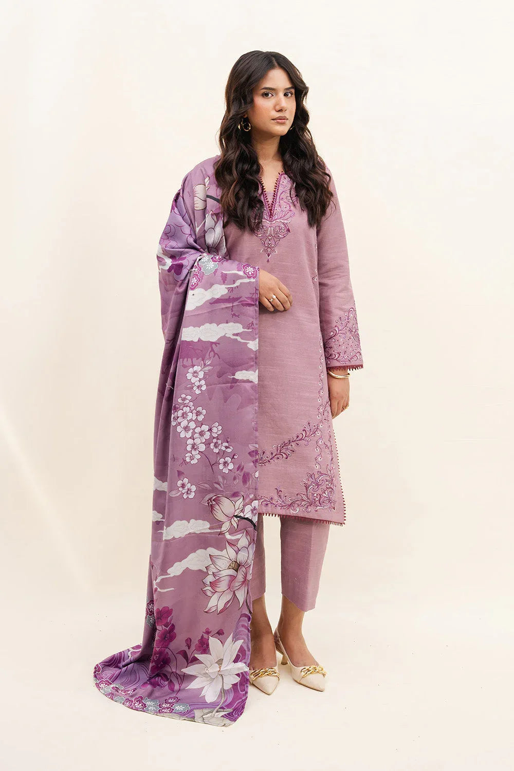 Maryum N Maria | Latte Layers Pret | SANDED SOUL - MWS5819 - Aqsa Fabrics