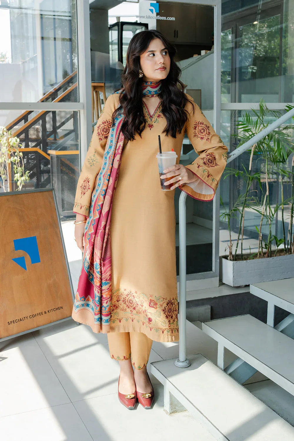 Maryum N Maria | Latte Layers Pret | TOFFEE TIDES - MWS5820 - Aqsa Fabrics