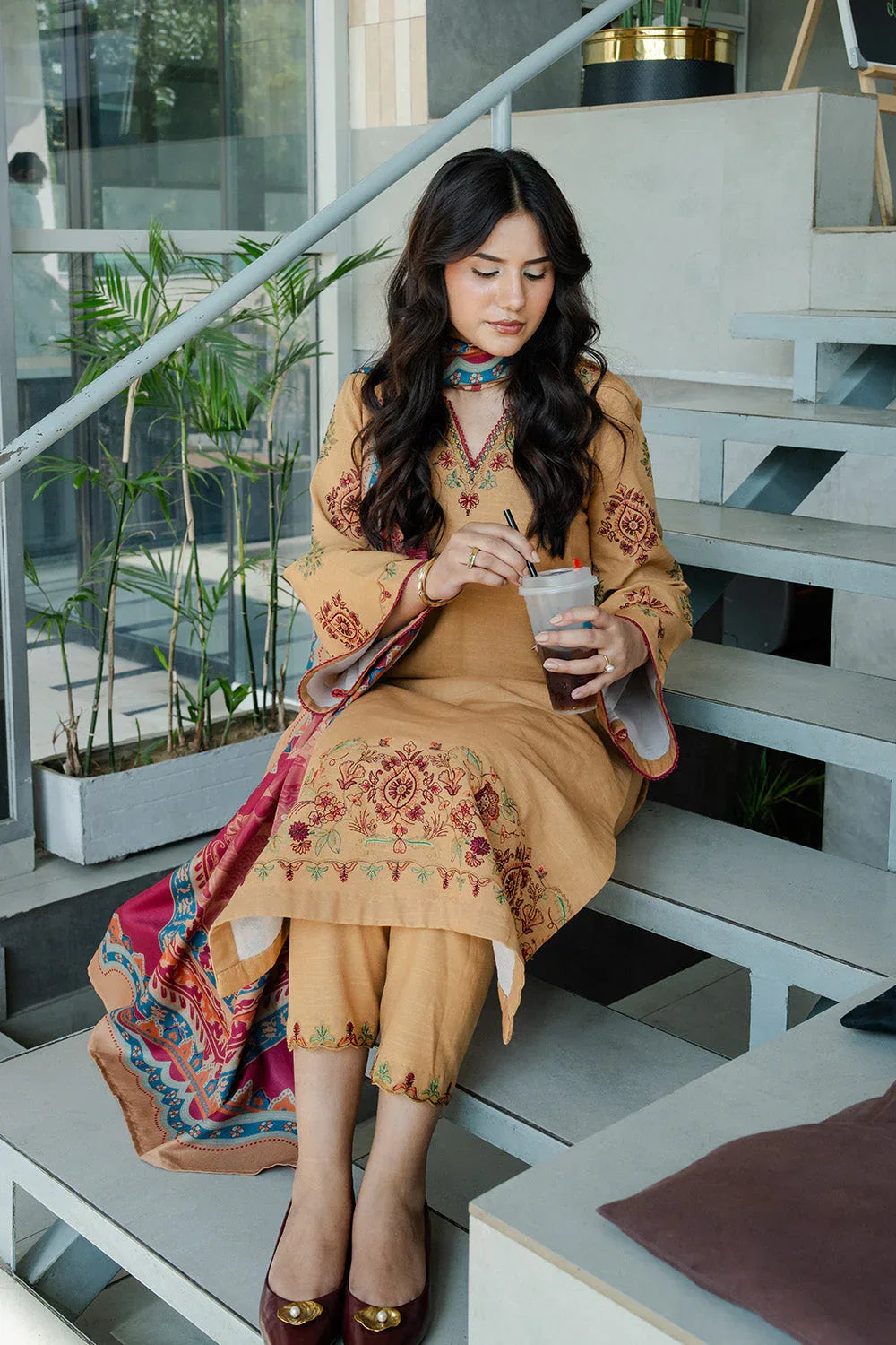 Maryum N Maria | Latte Layers Pret | TOFFEE TIDES - MWS5820 - Aqsa Fabrics