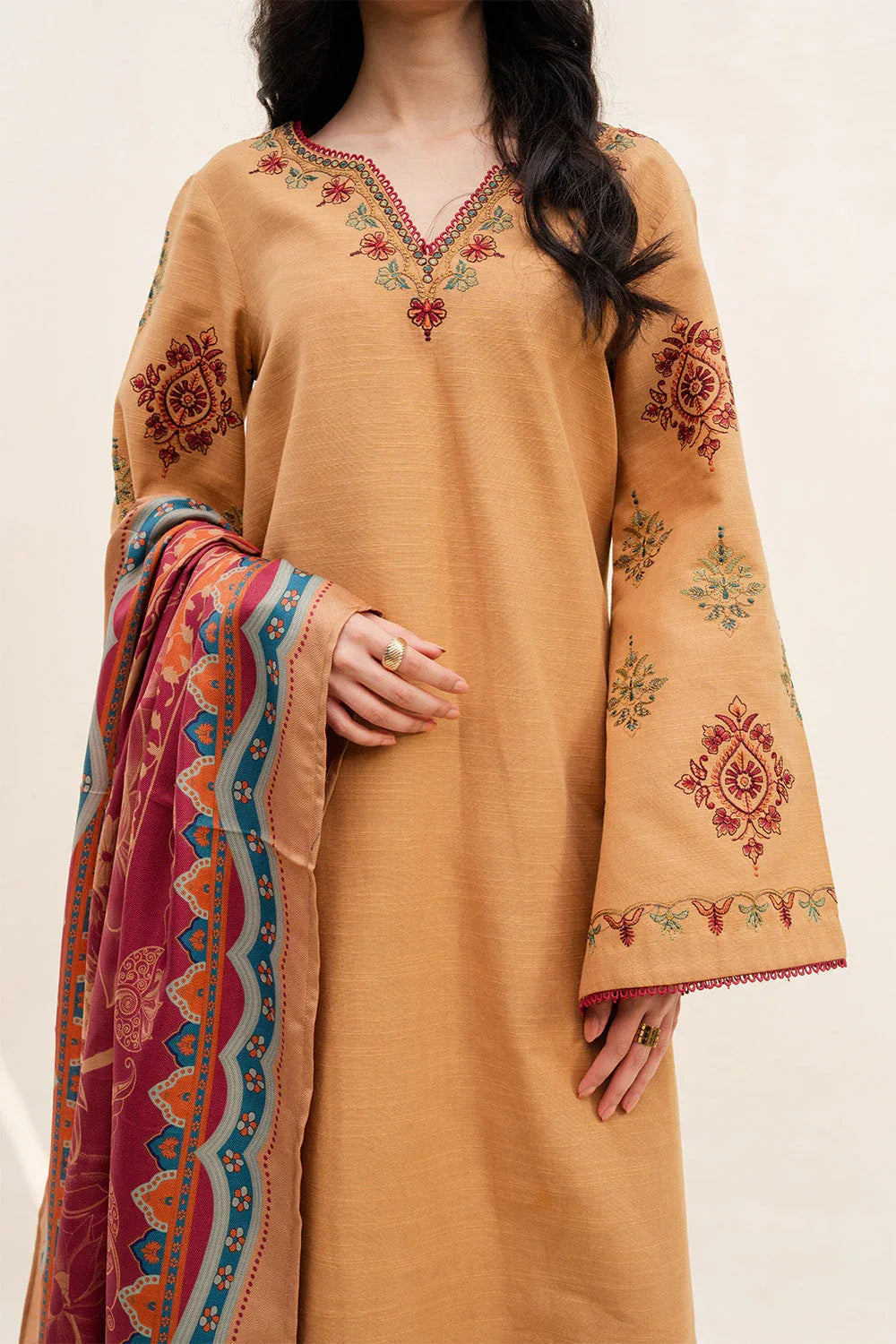 Maryum N Maria | Latte Layers Pret | TOFFEE TIDES - MWS5820 - Aqsa Fabrics