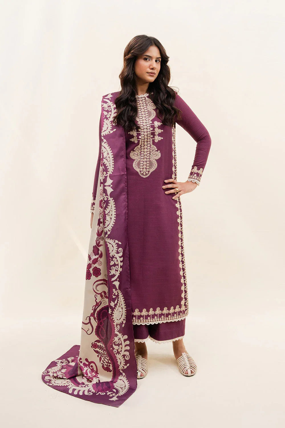 Maryum N Maria | Latte Layers Pret | CHAI CLOUD - MWS5825 - Aqsa Fabrics