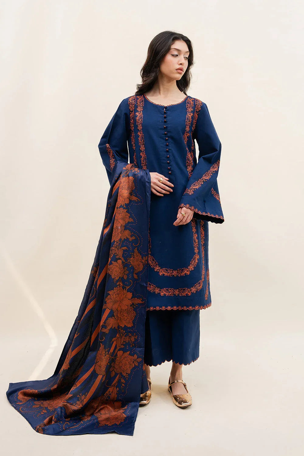 Maryum N Maria | Latte Layers Pret | ALMOND VEIL - MWS5826 - Aqsa Fabrics