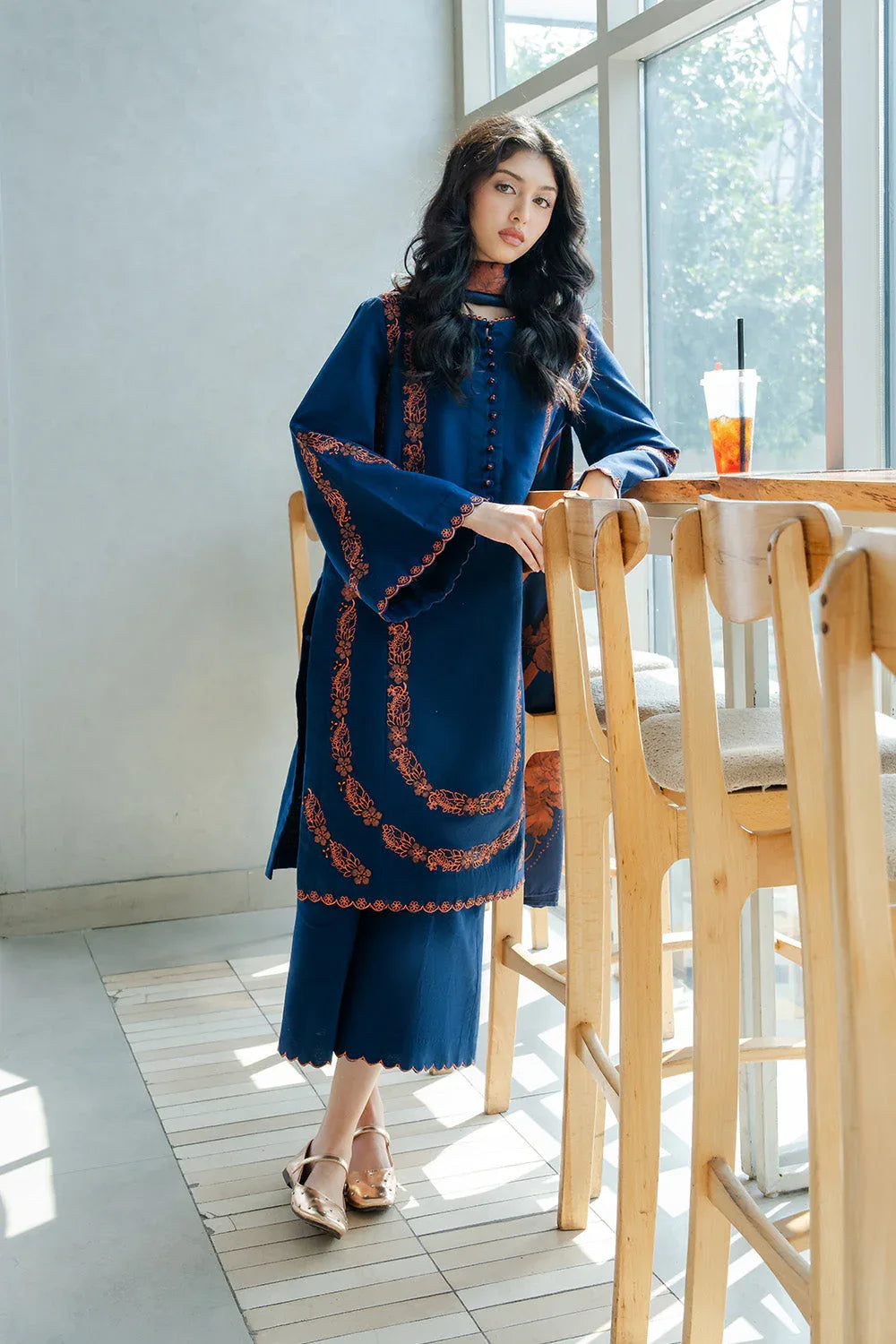 Maryum N Maria | Latte Layers Pret | ALMOND VEIL - MWS5826 - Aqsa Fabrics