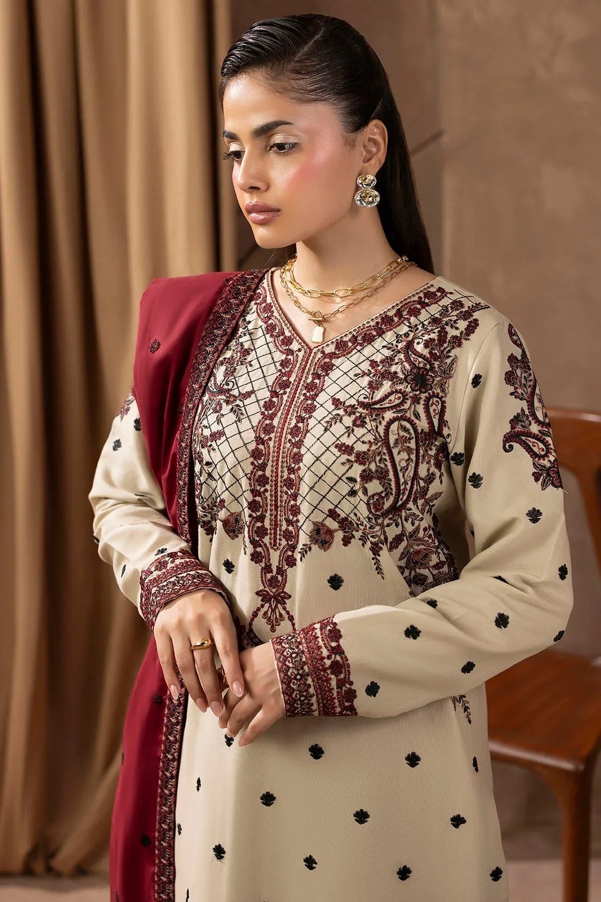 Motifz | Premium Winter 25 | 5678-LATTE - Aqsa Fabrics