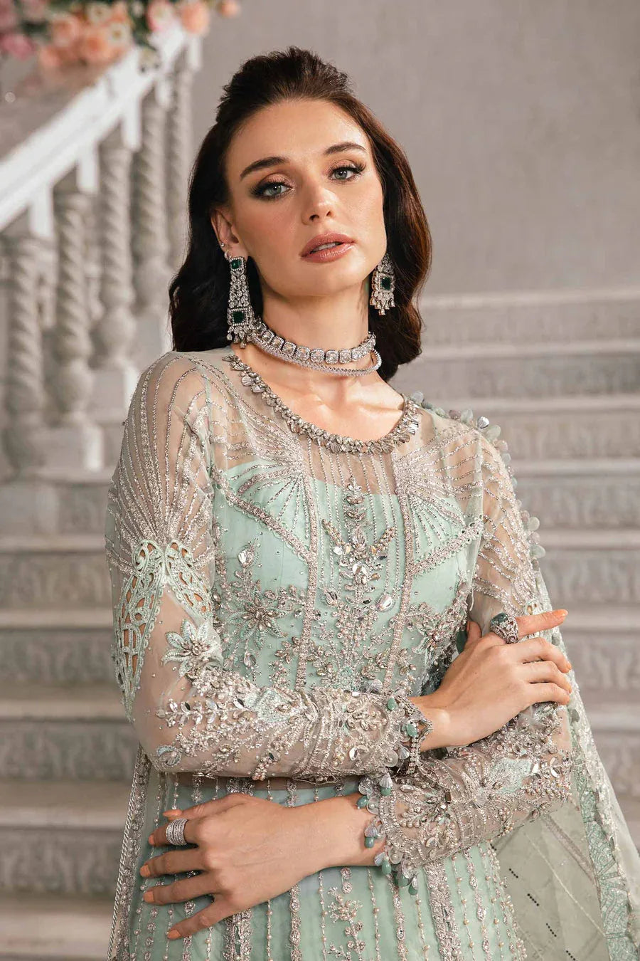 Maria B | 2408 Aqua - Aqsa Fabrics