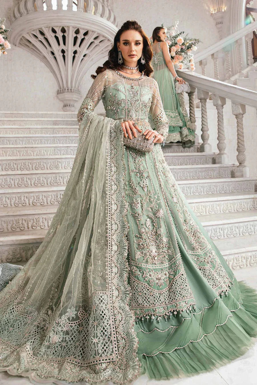 Maria B | 2408 Aqua - Aqsa Fabrics
