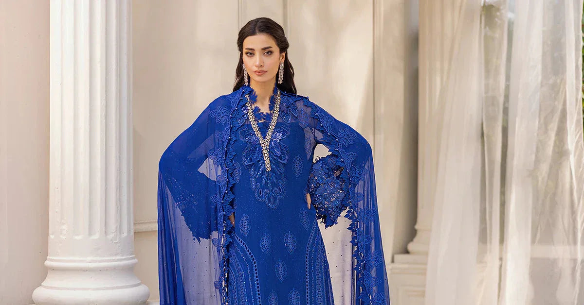 Maria B 3 Piece Embroidered Chiffon Suit | MPC-25-103 - Aqsa Fabrics