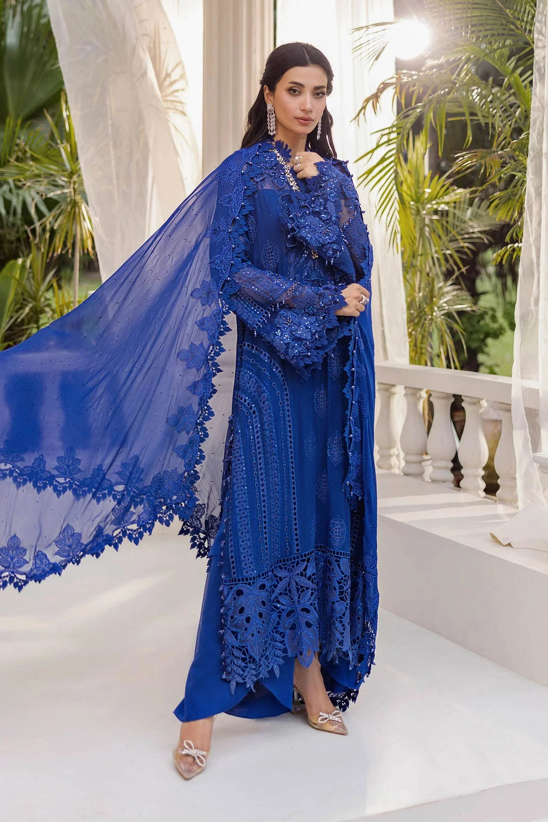 Maria B 3 Piece Embroidered Chiffon Suit | MPC-25-103 - Aqsa Fabrics