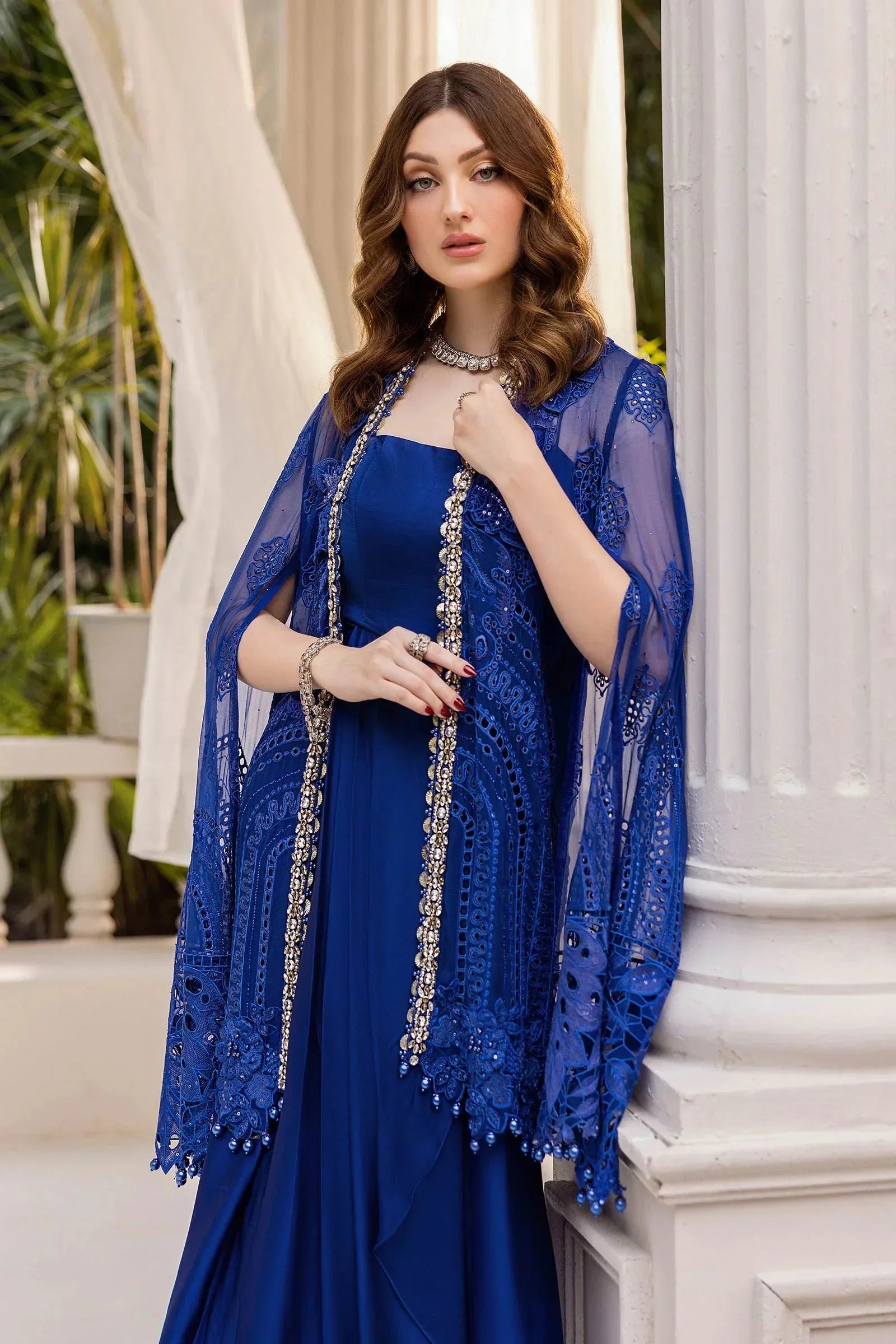 Maria B 3 Piece Embroidered Chiffon Suit | MPC-25-103 - Aqsa Fabrics