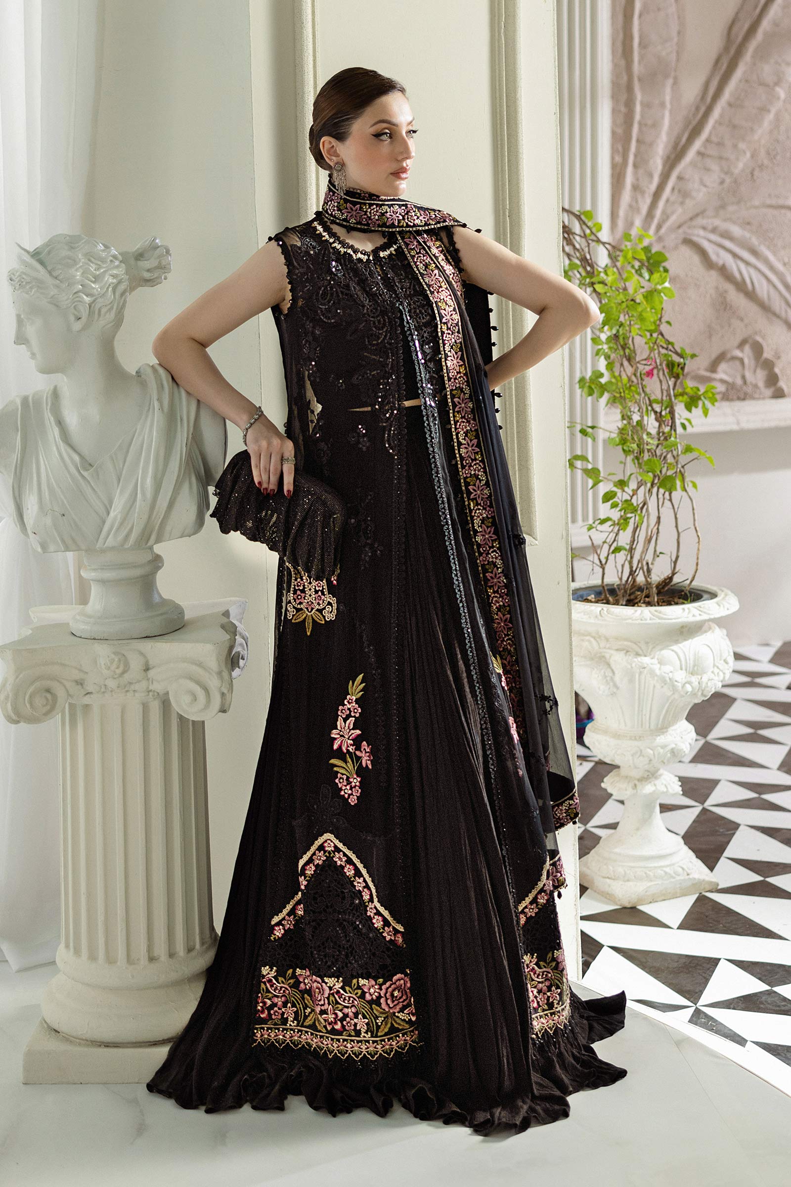 Maria B 3 Piece Embroidered Chiffon Suit | MPC-25-104 - Aqsa Fabrics