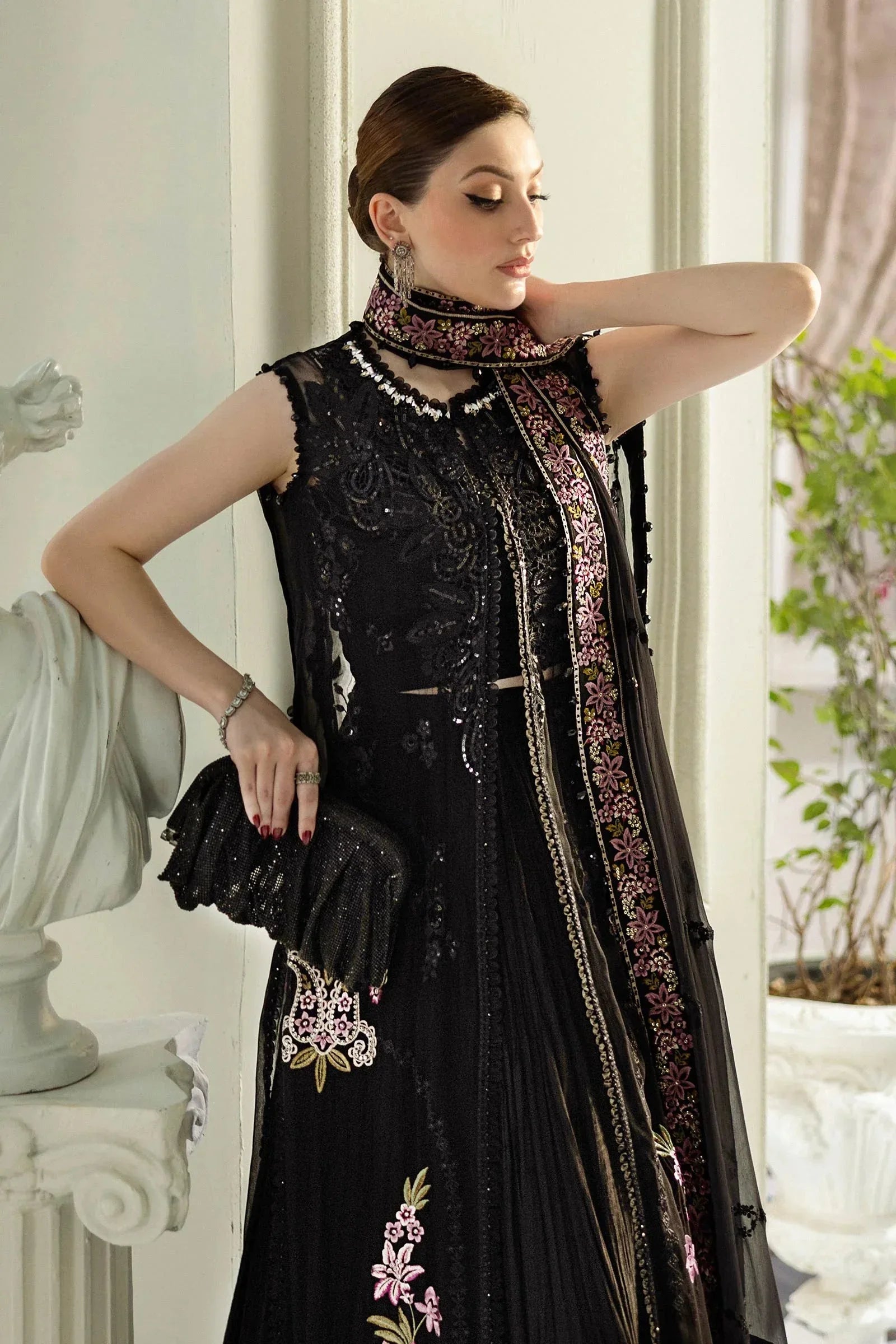 Maria B 3 Piece Embroidered Chiffon Suit | MPC-25-104 - Aqsa Fabrics