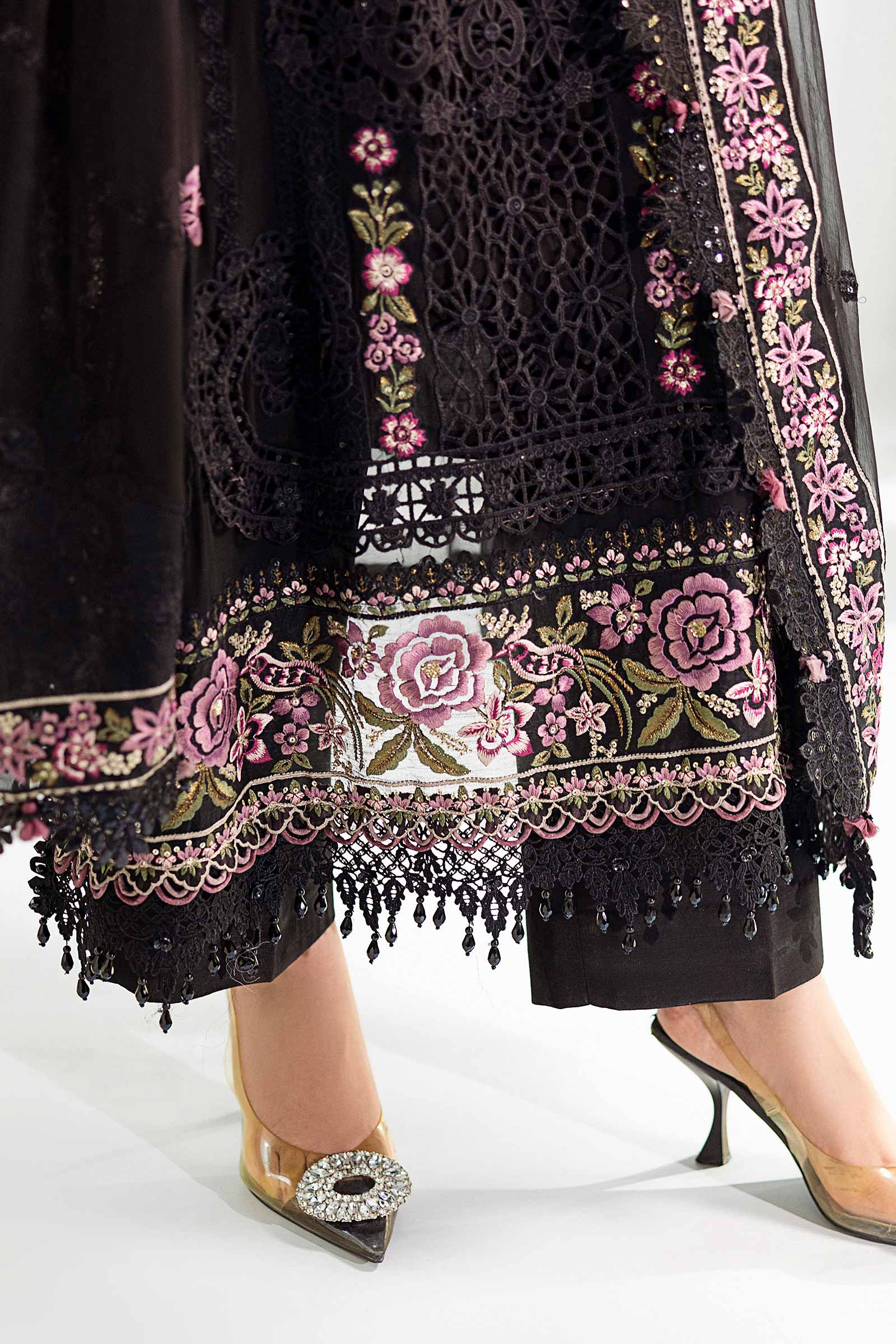 Maria B 3 Piece Embroidered Chiffon Suit | MPC-25-104 - Aqsa Fabrics