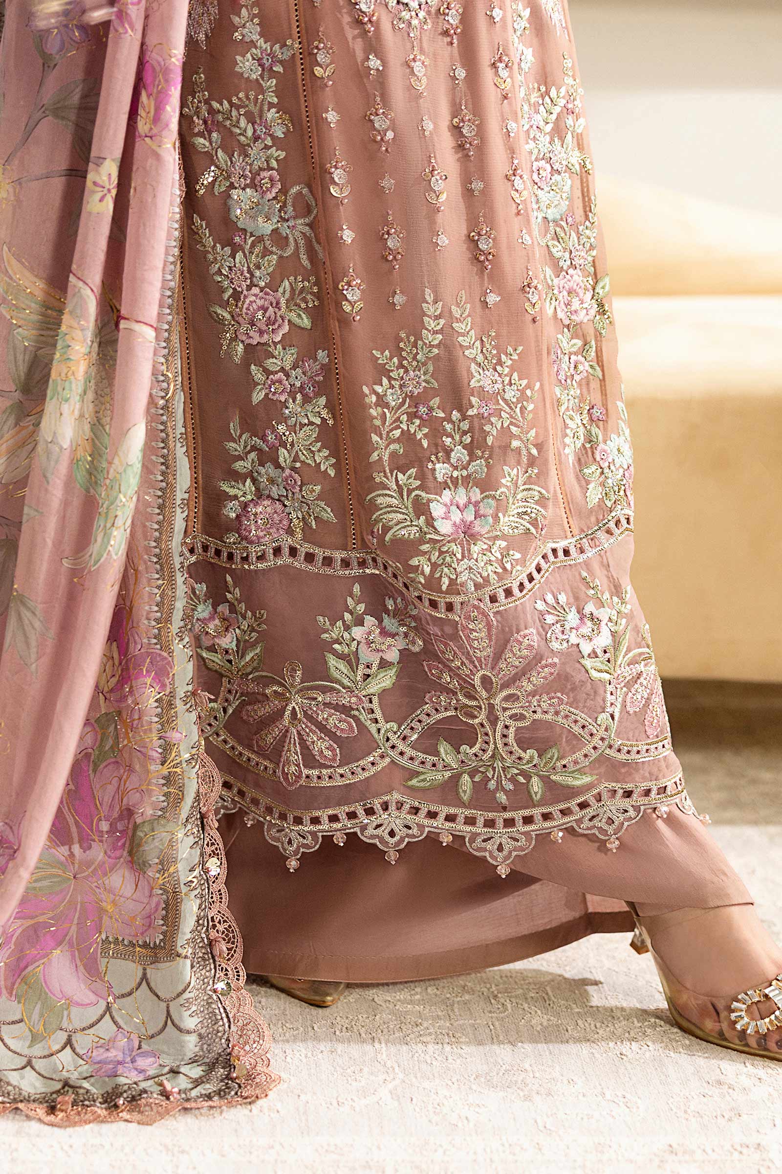 Maria B 3 Piece Embroidered Chiffon Suit | MPC-25-105 - Aqsa Fabrics