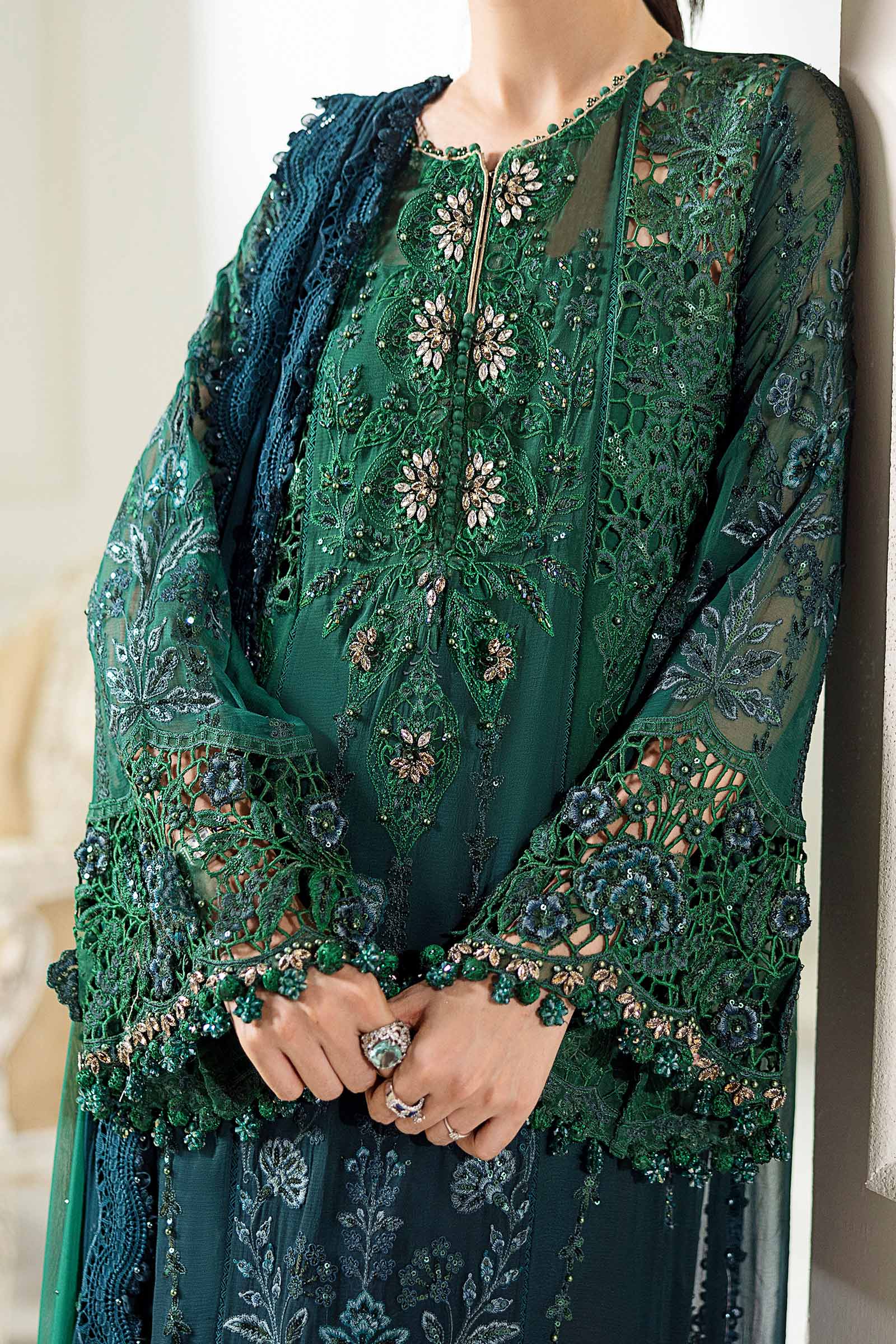 Maria B 3 Piece Embroidered Chiffon Suit | MPC-25-106 - Aqsa Fabrics