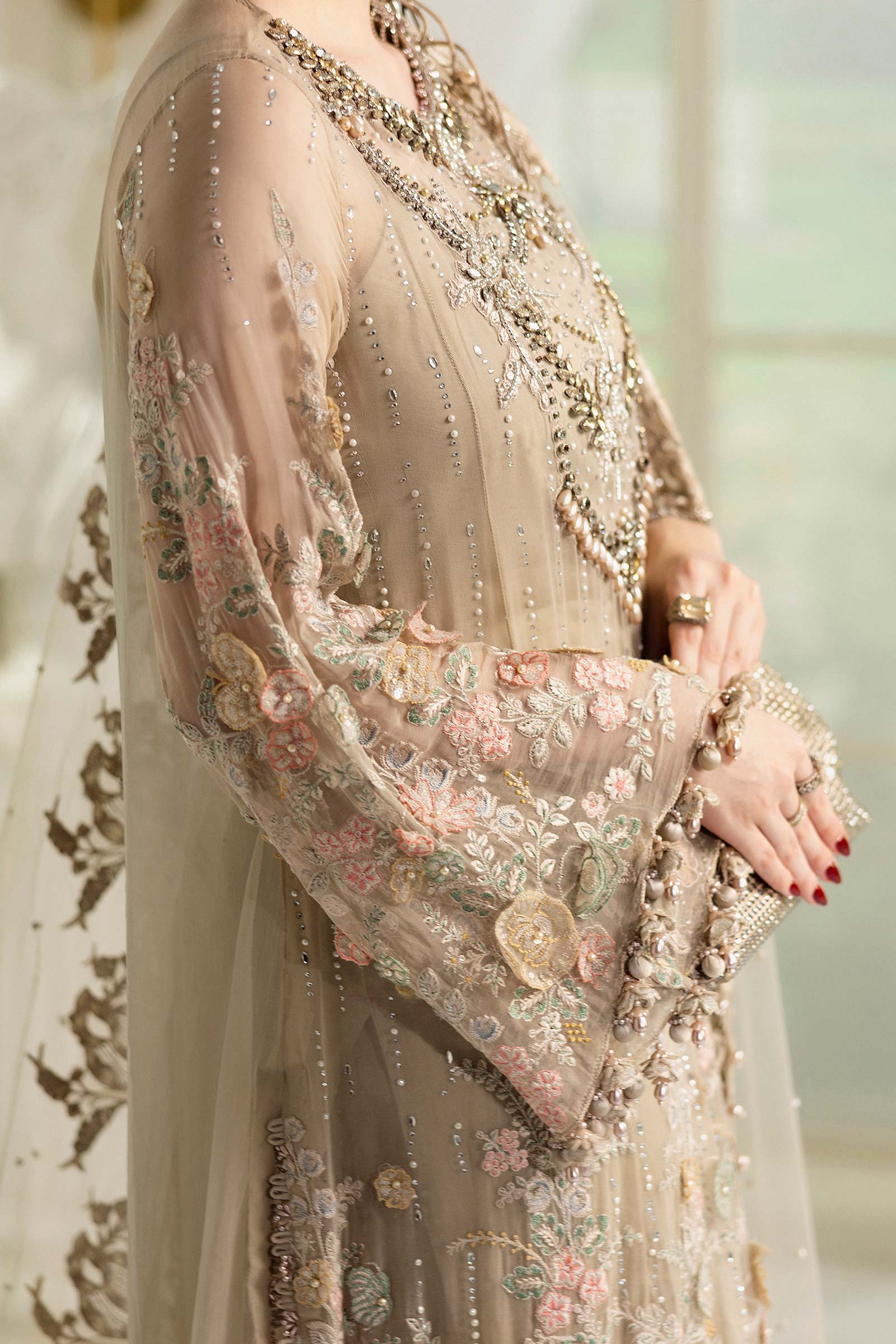 Maria B 3 Piece Embroidered Chiffon Suit | MPC-25-107 - Aqsa Fabrics