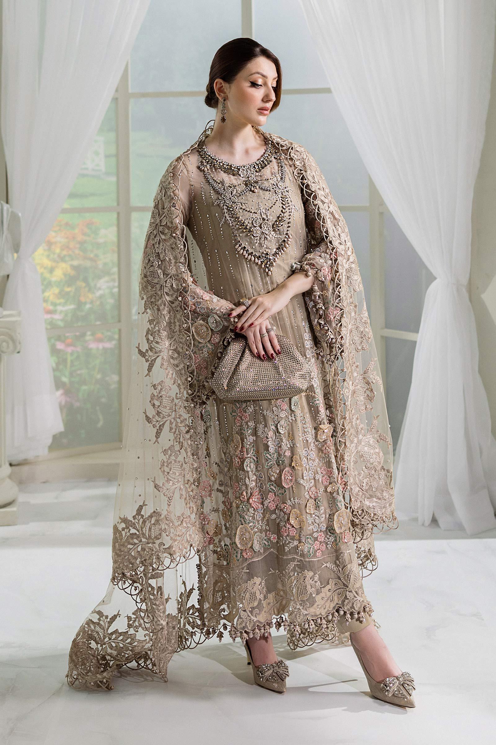 Maria B 3 Piece Embroidered Chiffon Suit | MPC-25-107 - Aqsa Fabrics
