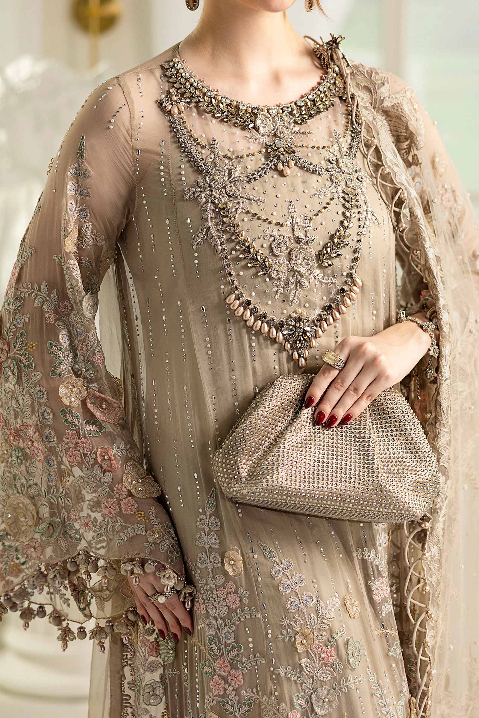 Maria B 3 Piece Embroidered Chiffon Suit | MPC-25-107 - Aqsa Fabrics