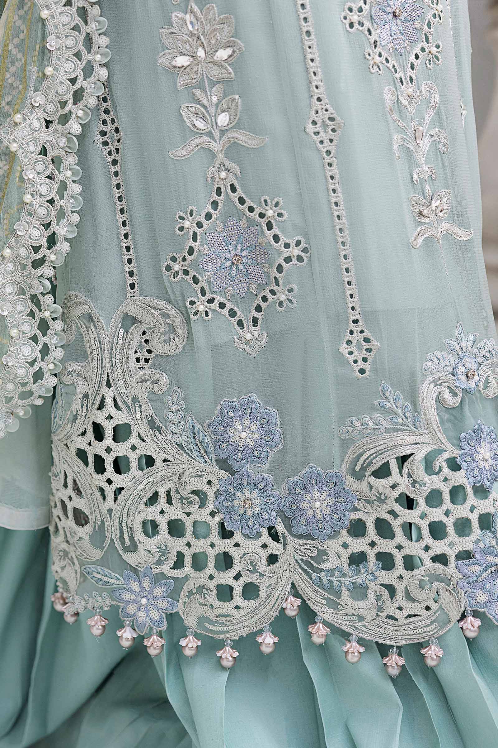 Maria B 3 Piece Embroidered Chiffon Suit | MPC-25-108 - Aqsa Fabrics