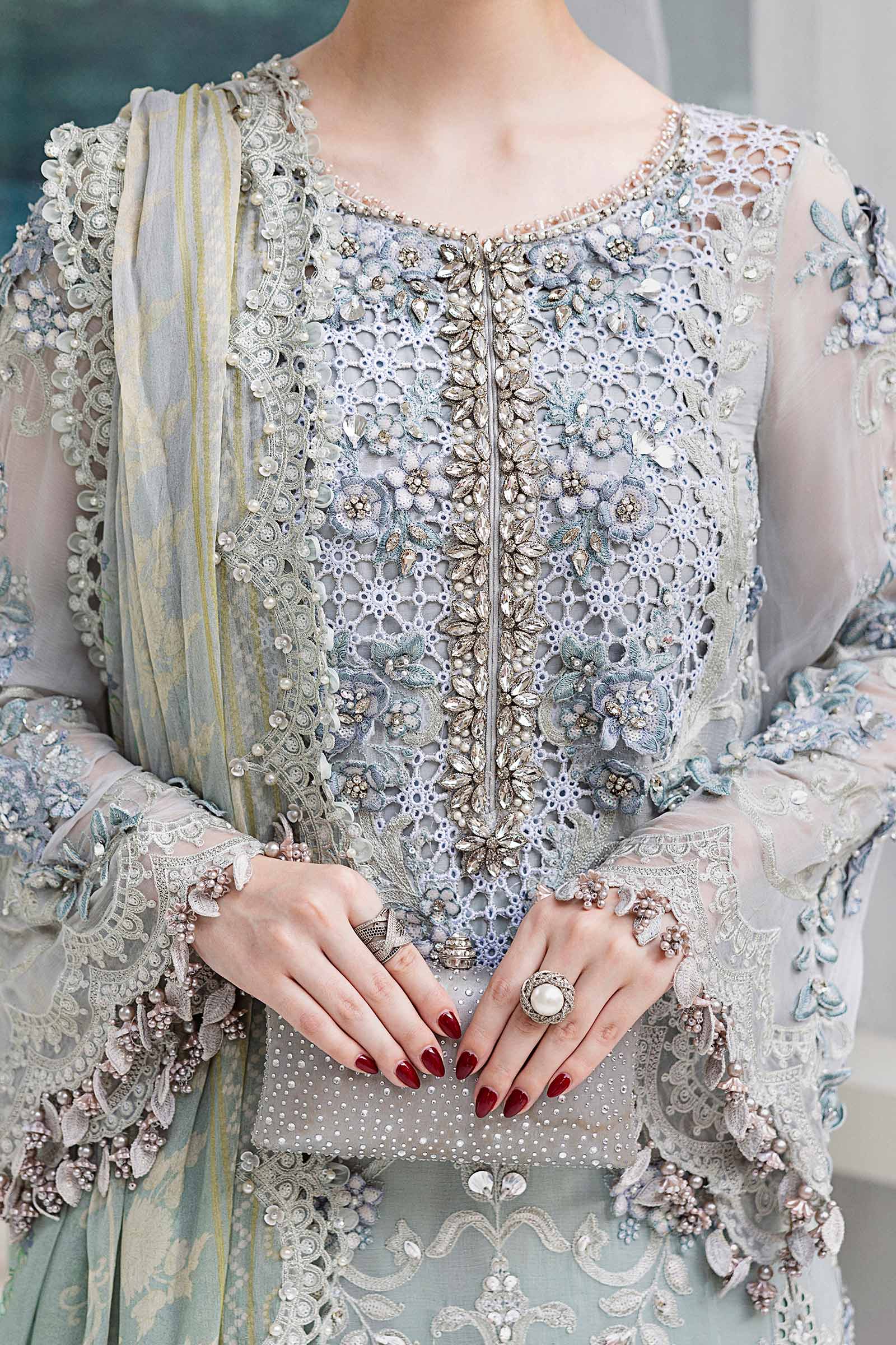 Maria B 3 Piece Embroidered Chiffon Suit | MPC-25-108 - Aqsa Fabrics