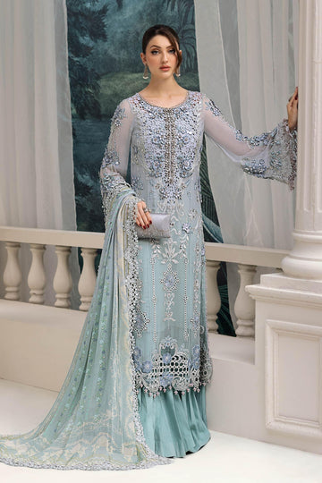 Maria B 3 Piece Embroidered Chiffon Suit | MPC-25-108 - Aqsa Fabrics