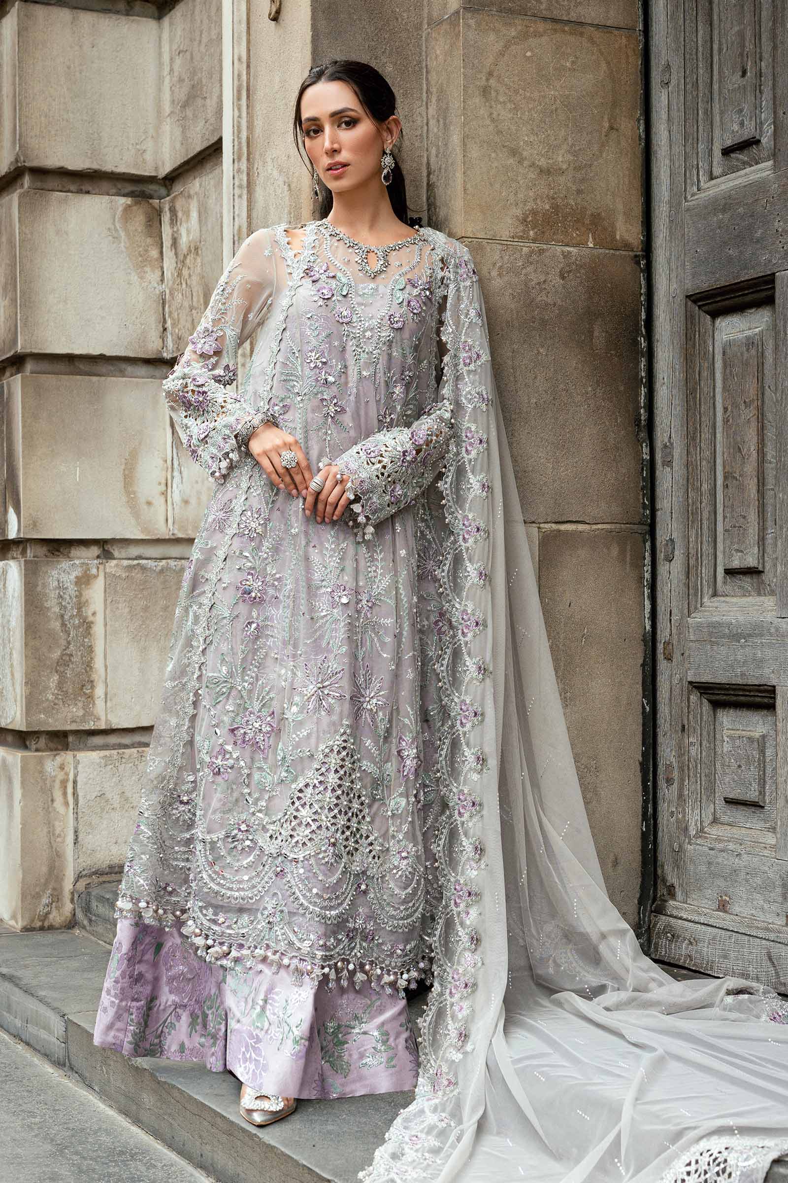 Maria B 3 Piece Embroidered Net Suit - Aqsa Fabrics