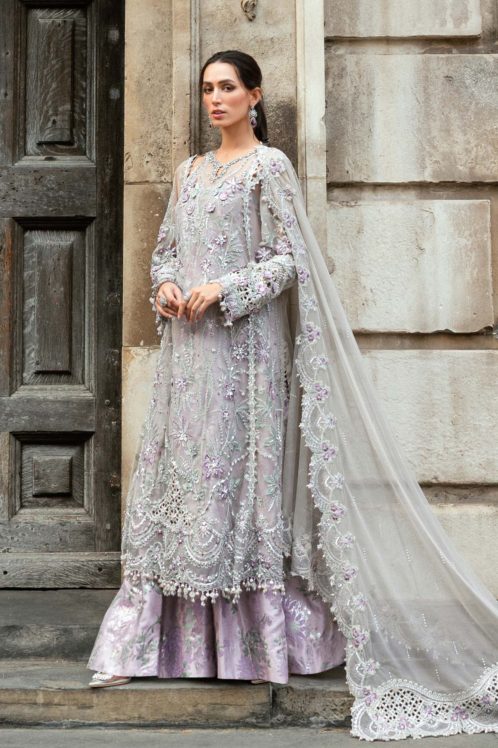 Maria B 3 Piece Embroidered Net Suit - Aqsa Fabrics