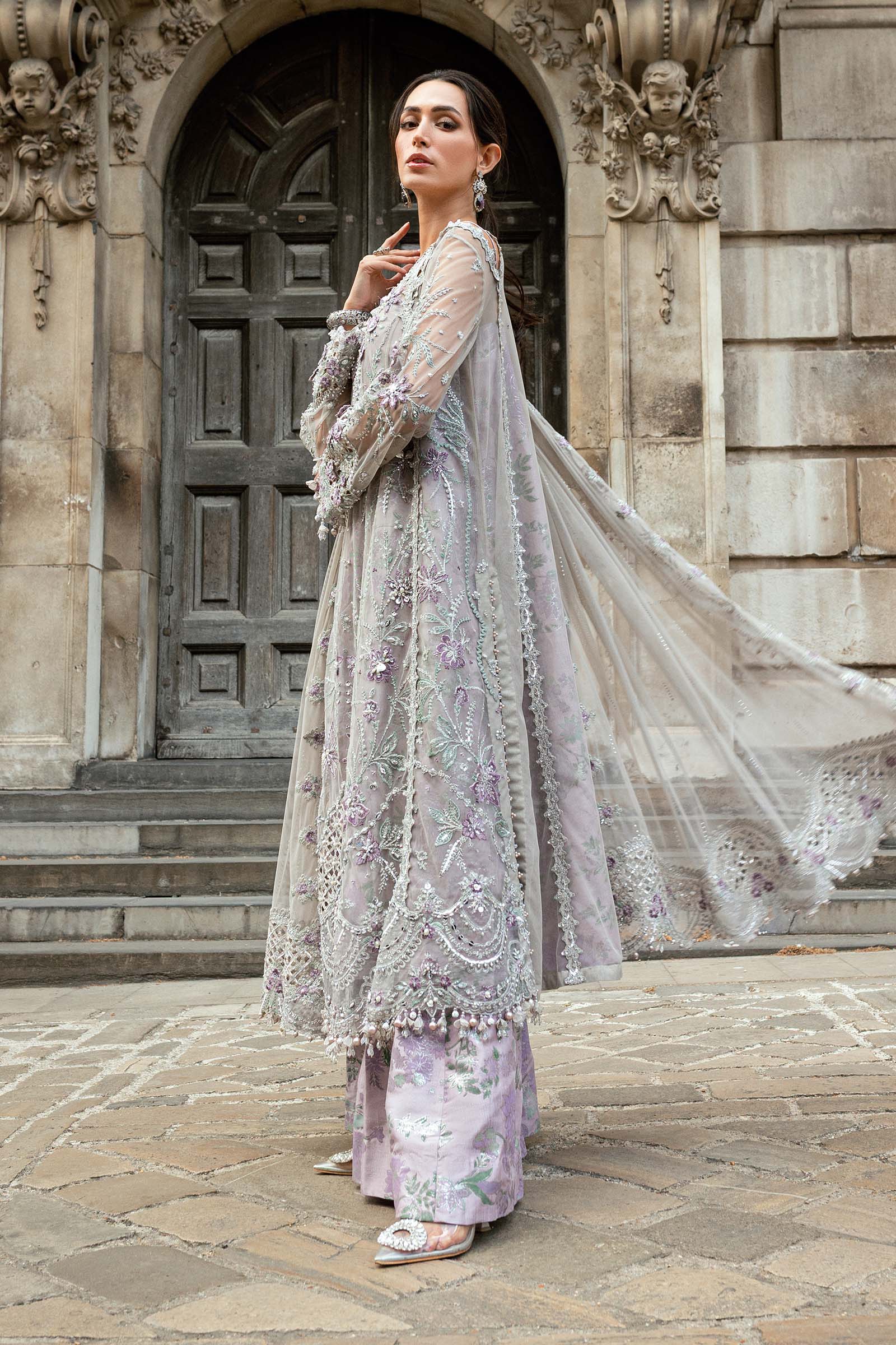 Maria B 3 Piece Embroidered Net Suit - Aqsa Fabrics