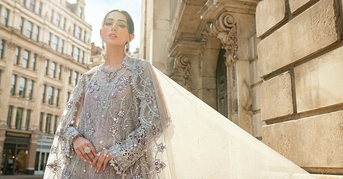 Maria B 3 Piece Embroidered Net Suit - Aqsa Fabrics