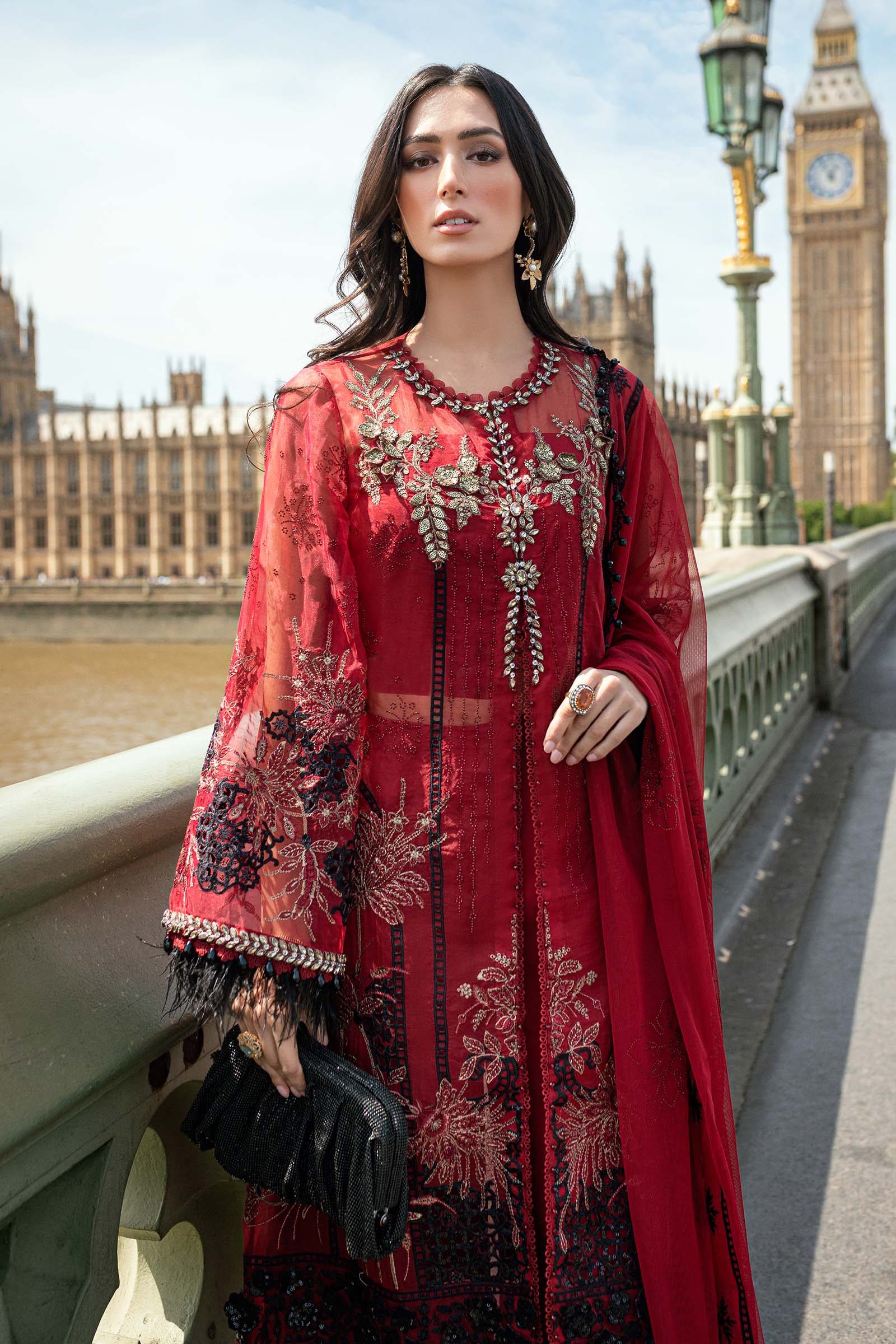 Maria B 3 Piece Embroidered Organza Suit - Aqsa Fabrics