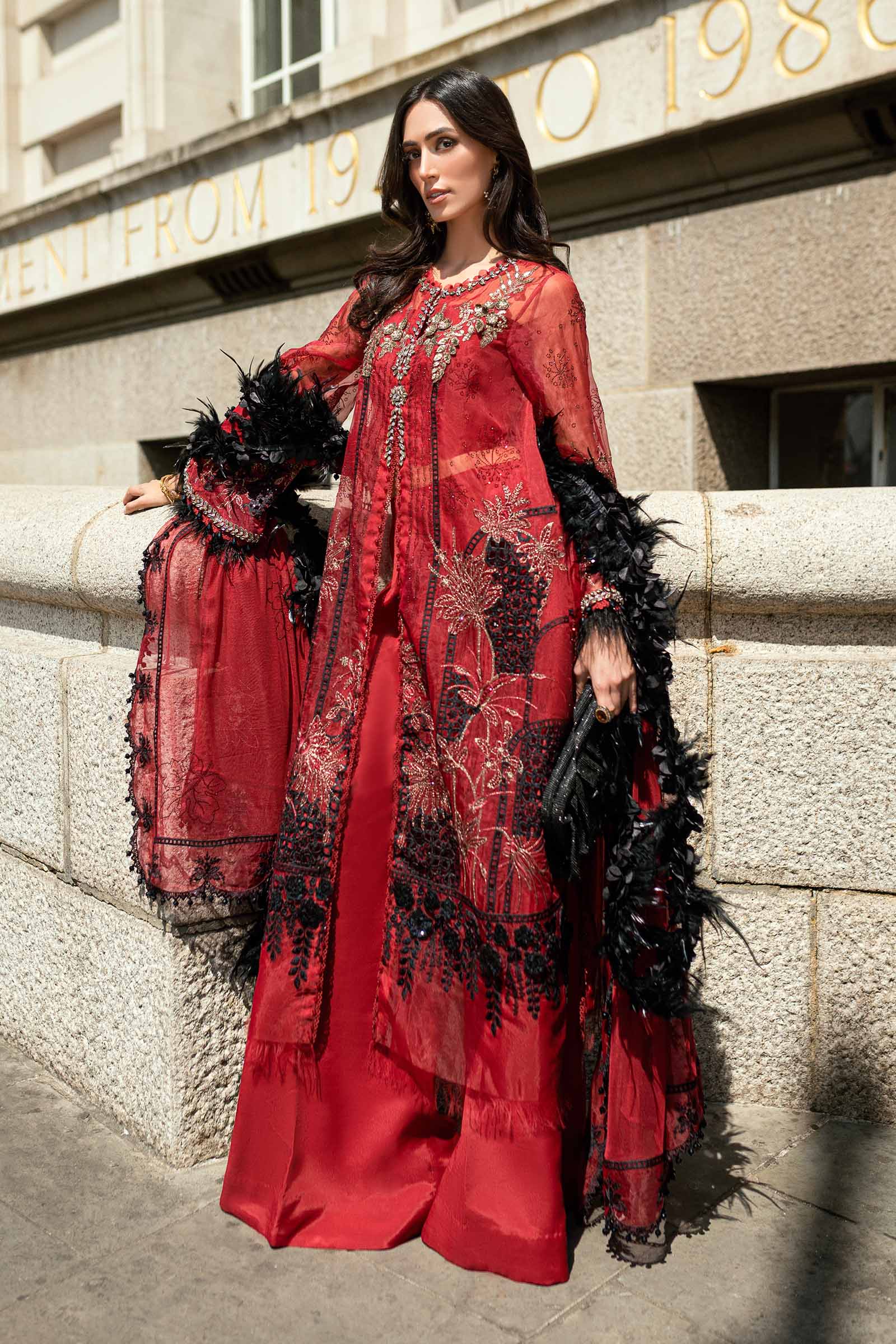 Maria B 3 Piece Embroidered Organza Suit - Aqsa Fabrics
