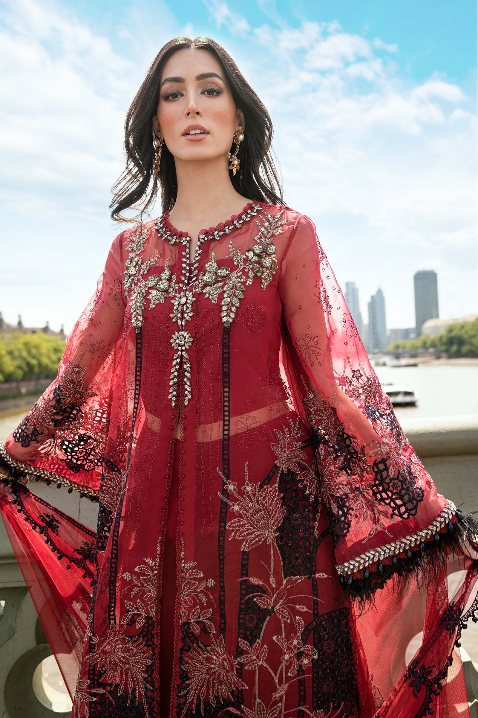 Maria B 3 Piece Embroidered Organza Suit - Aqsa Fabrics