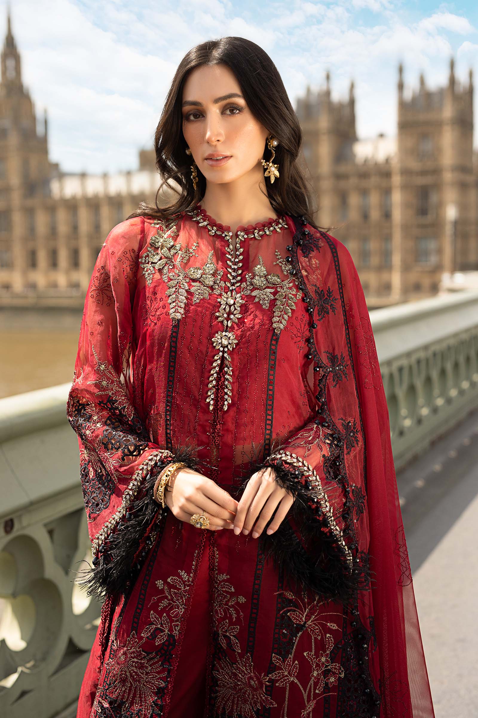 Maria B 3 Piece Embroidered Organza Suit - Aqsa Fabrics