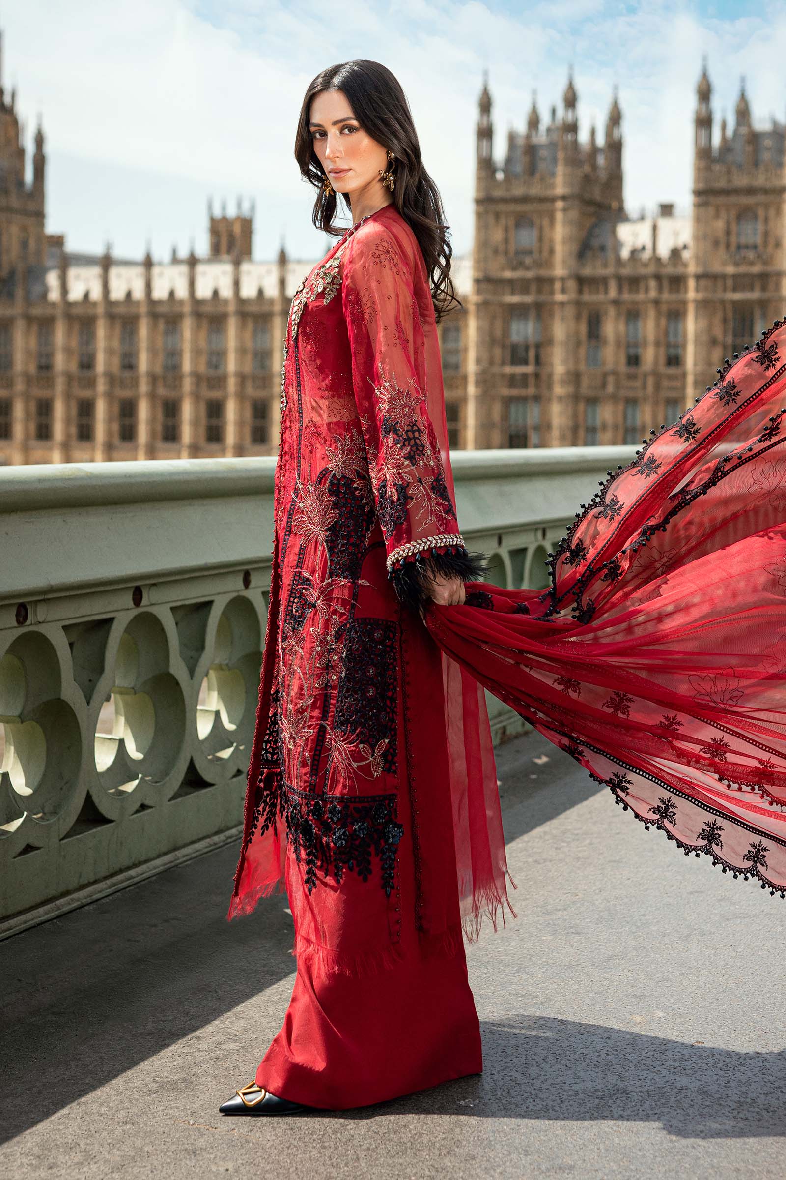 Maria B 3 Piece Embroidered Organza Suit - Aqsa Fabrics