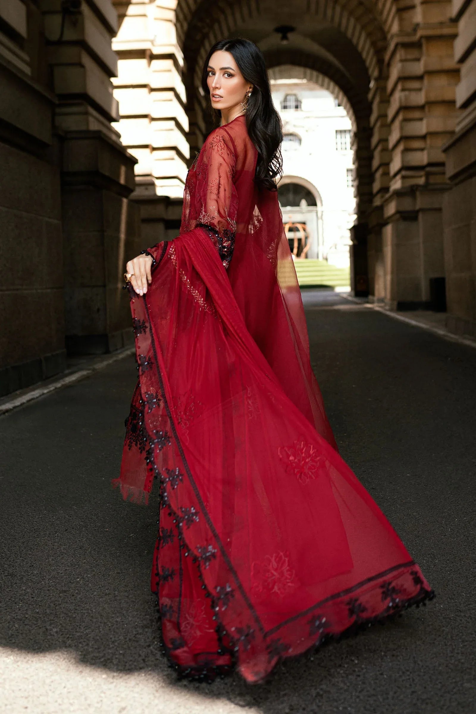 Maria B 3 Piece Embroidered Organza Suit - Aqsa Fabrics