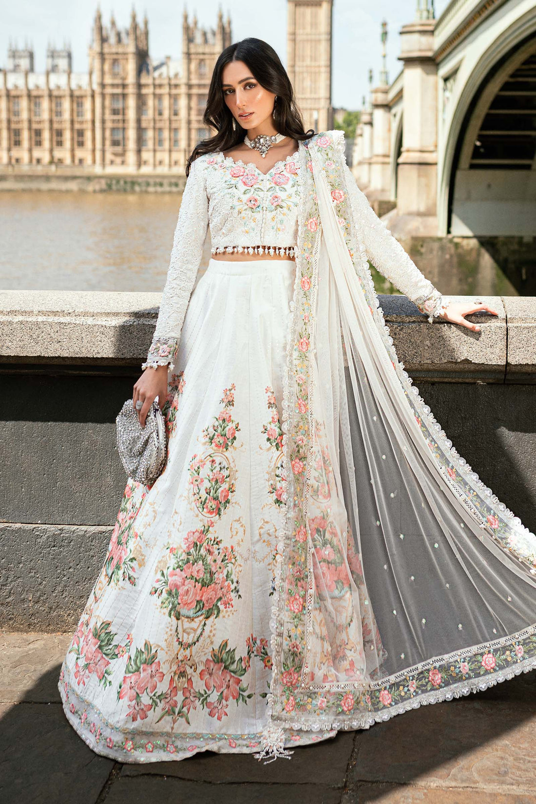Maria B 3 Piece Embroidered Raw Silk Suit - Aqsa Fabrics